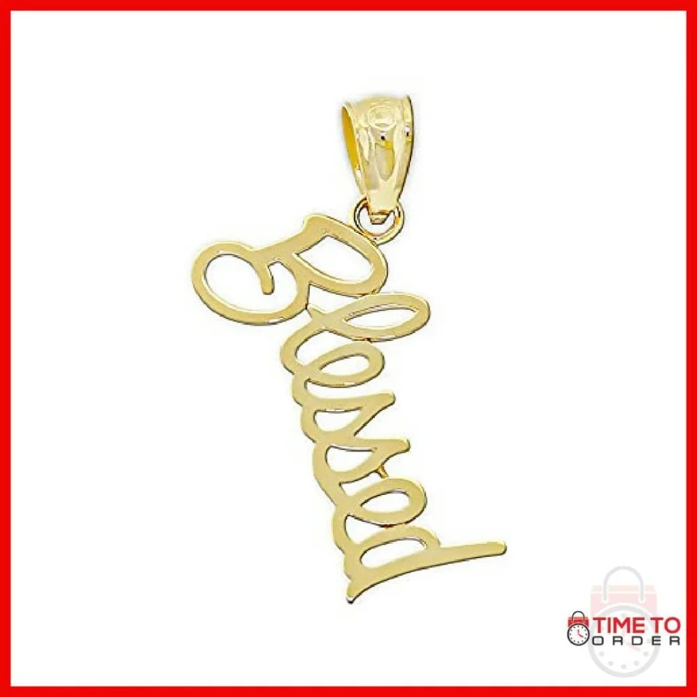 10K Solid Gold Blessed Charm Pendant for Necklace Bracelet